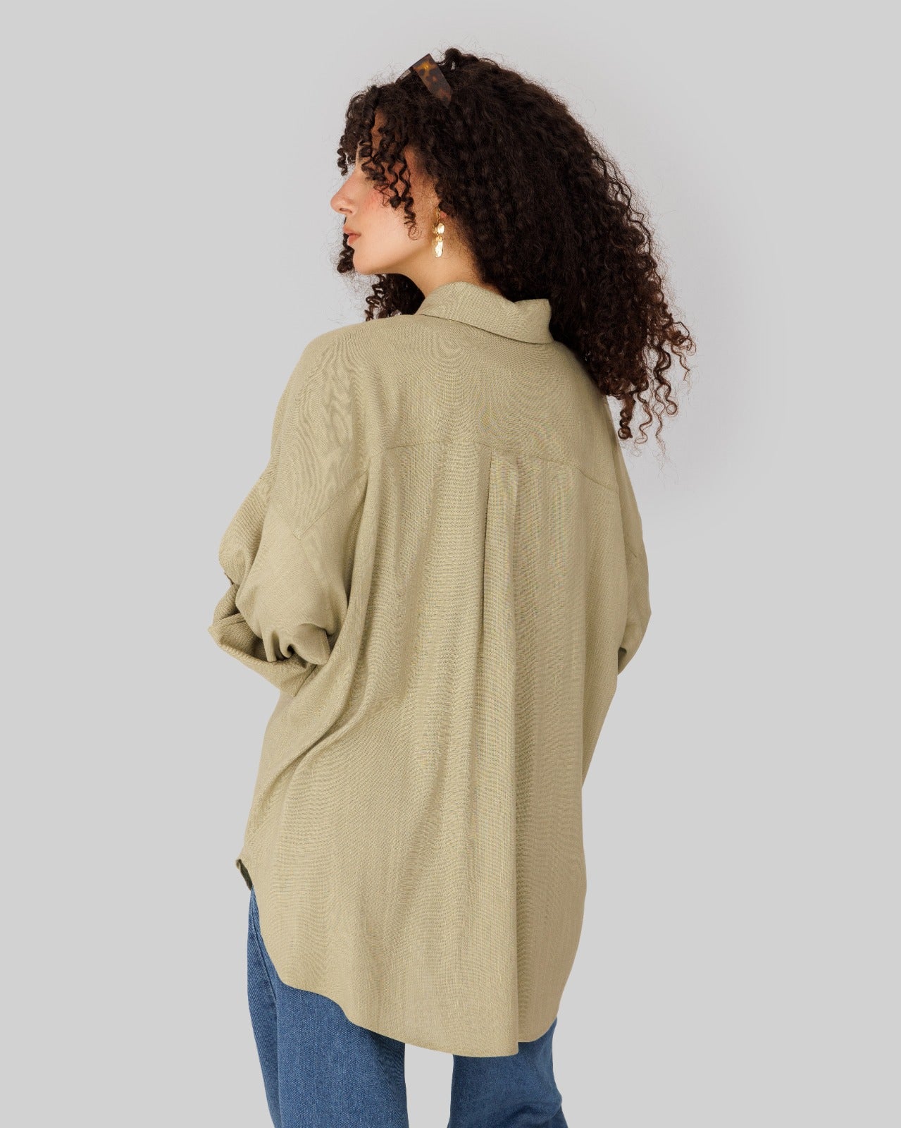 PLAIN LINEN SHIRT-OLIVE