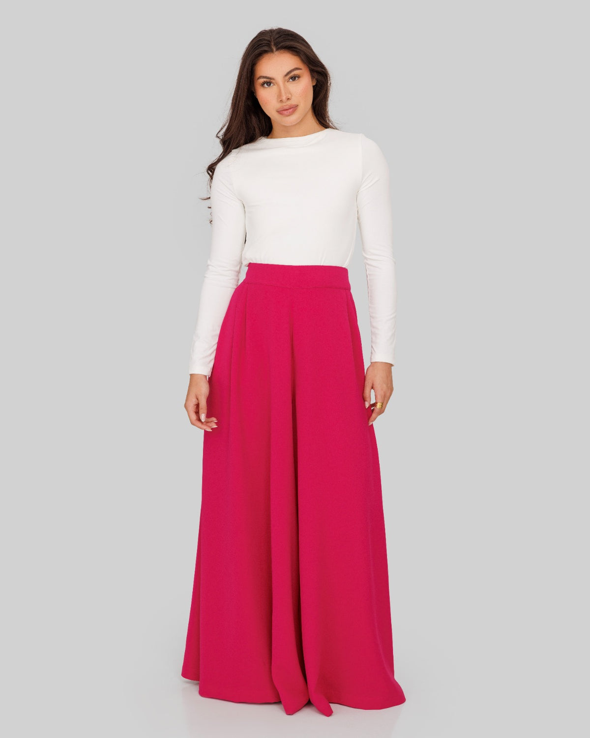 CREPE WIDE LEG PANTS-FOSHIA