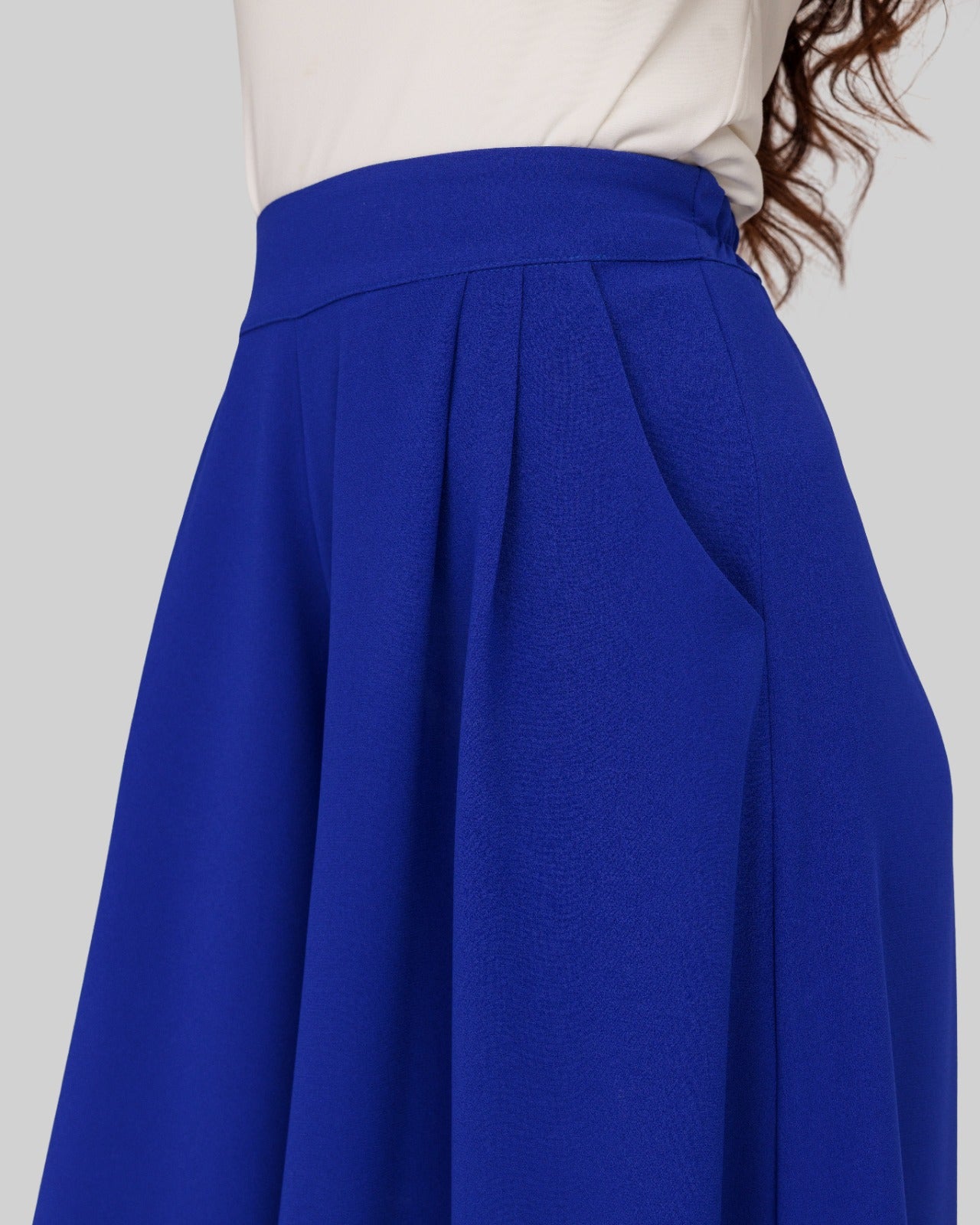 CREPE WIDE LEG PANTS-BLUE