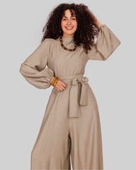 LINEN JUMPSUIT-OLIVE