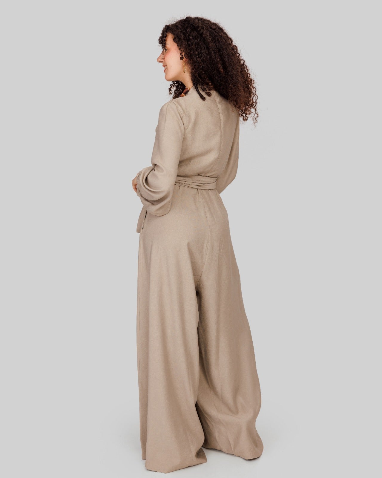 LINEN JUMPSUIT-OLIVE