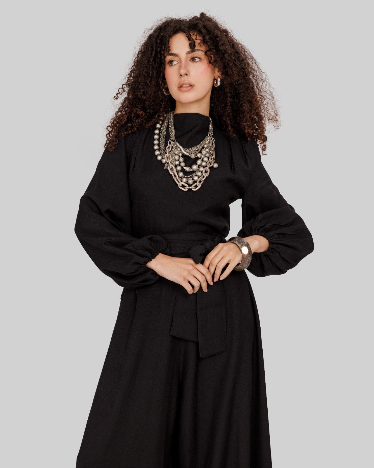 LINEN JUMPSUIT-BLACK