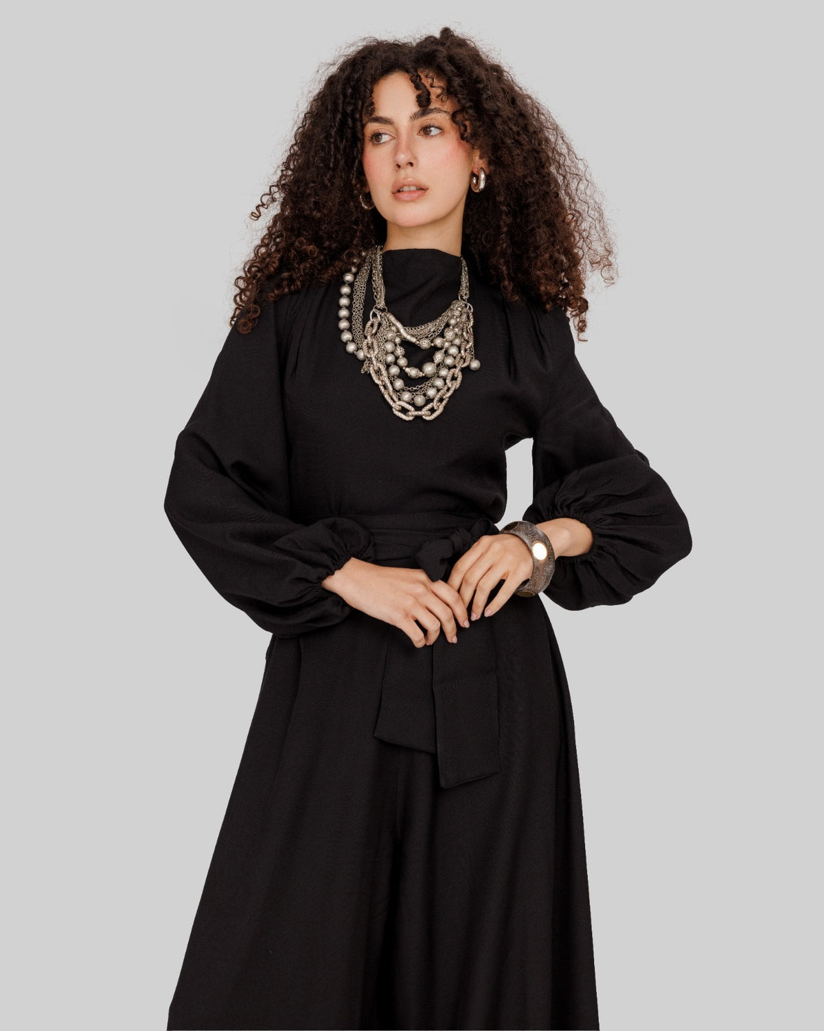 LINEN JUMPSUIT-BLACK