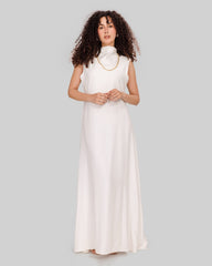 SLEEVELESS LINEN DRESS-OFF WHITE