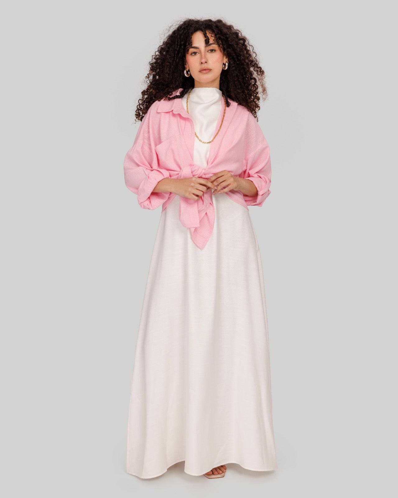 SLEEVELESS LINEN DRESS-OFF WHITE