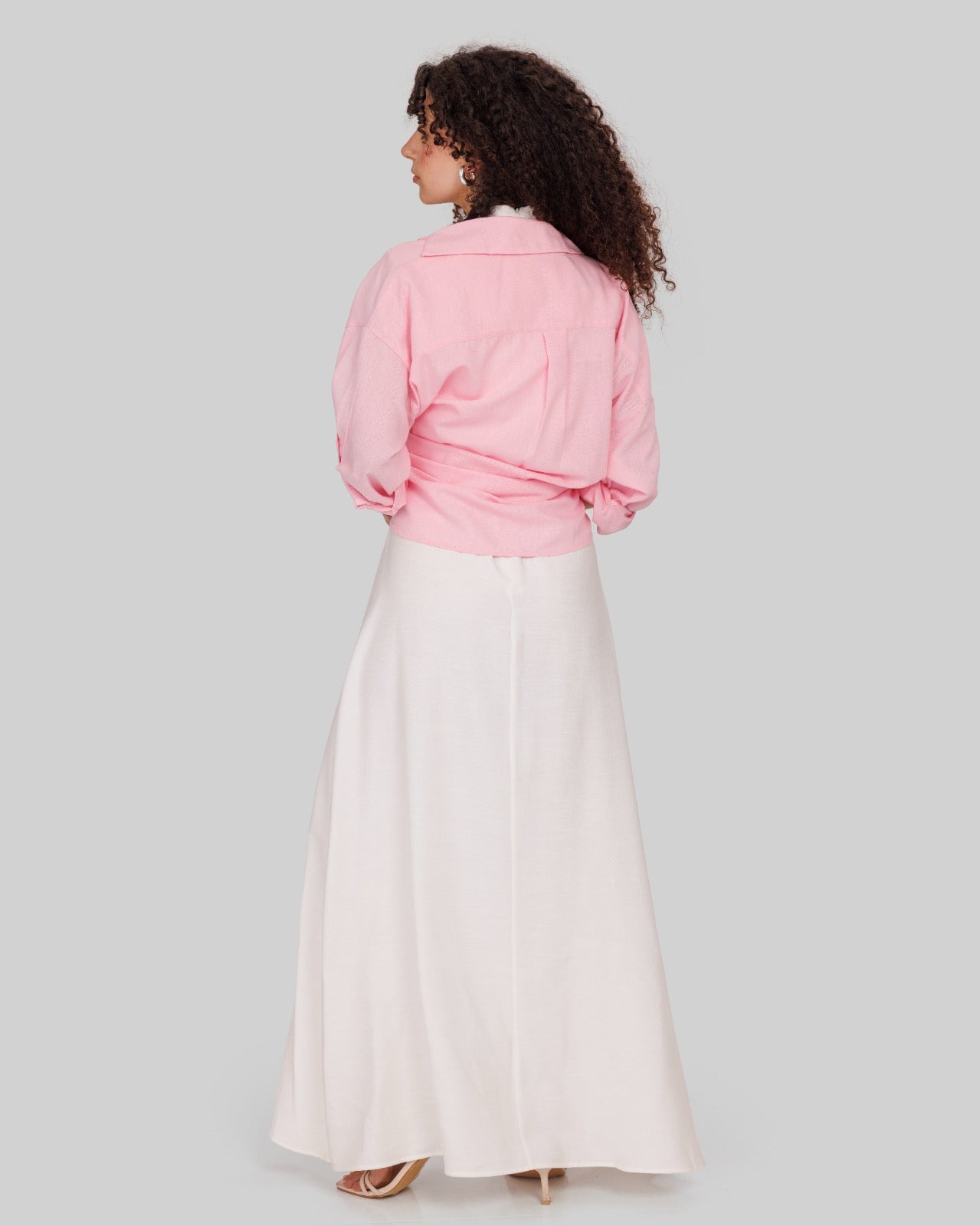 SLEEVELESS LINEN DRESS-OFF WHITE
