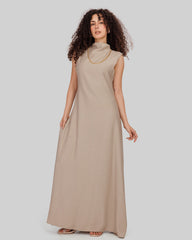 SLEEVELESS LINEN DRESS-OLIVE