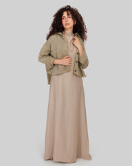 SLEEVELESS LINEN DRESS-OLIVE