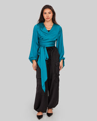 WRAPPED SATIN BLOUSE-GENZARY