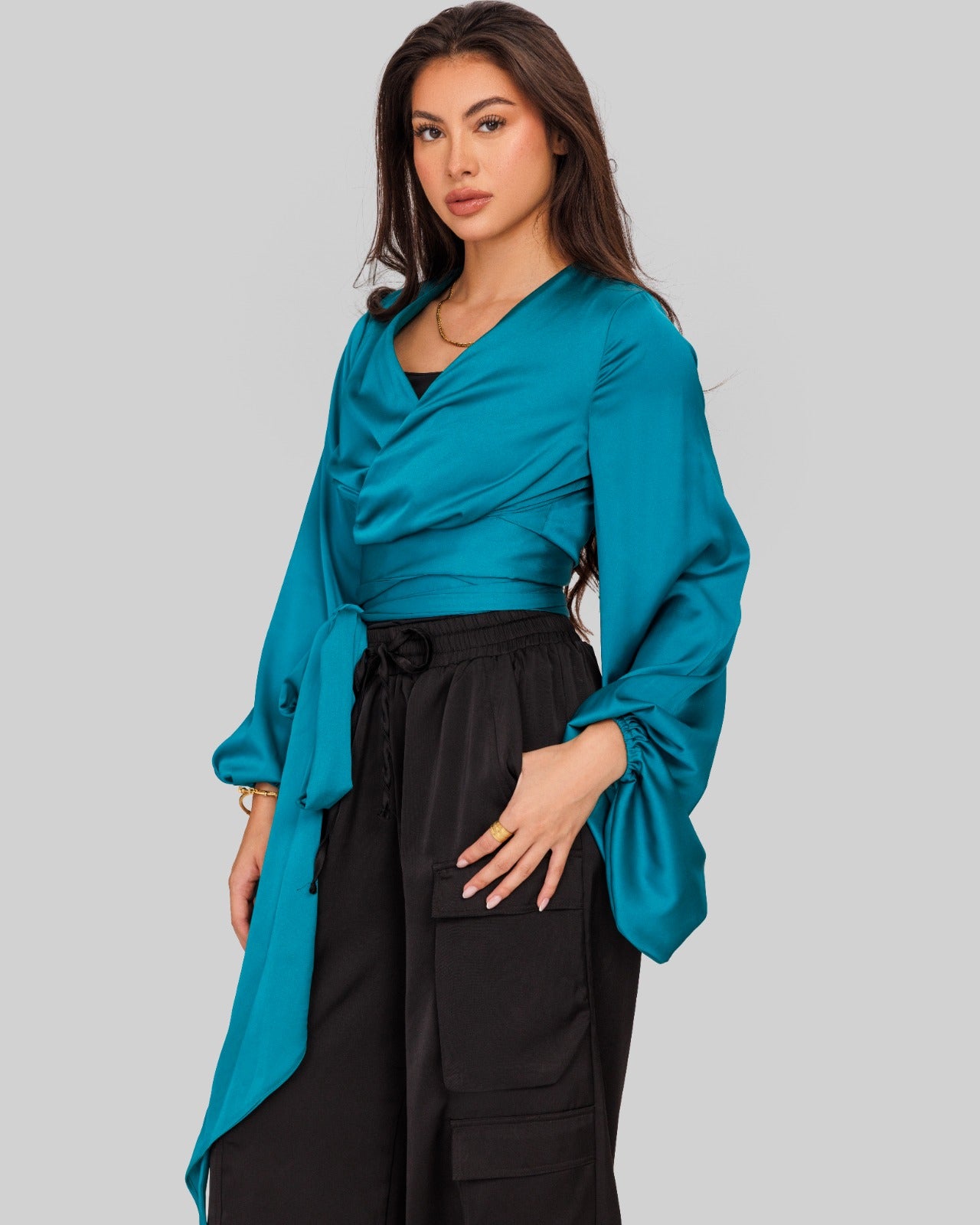 WRAPPED SATIN BLOUSE-GENZARY