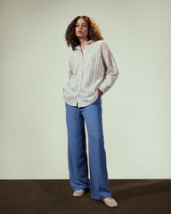STRIPED LINEN SHIRT-BEIGE