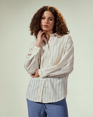 STRIPED LINEN SHIRT-BEIGE