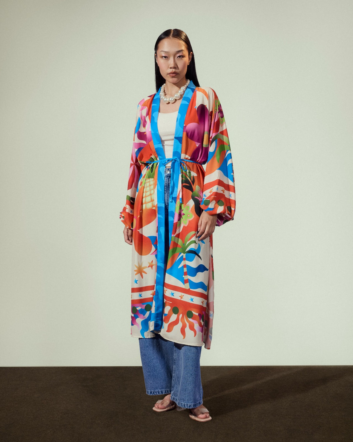 PRINTED CARDIGAN-ORANGE