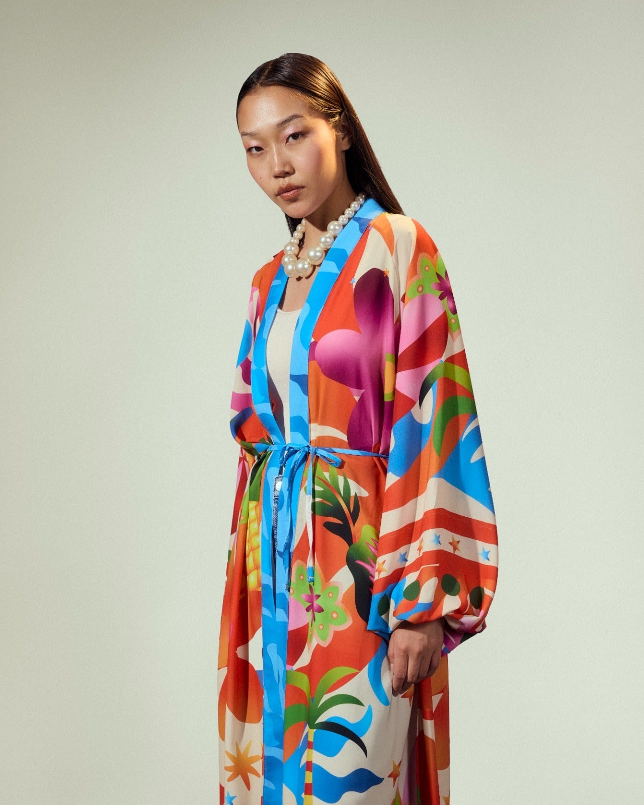 PRINTED CARDIGAN-ORANGE