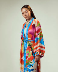 PRINTED CARDIGAN-ORANGE