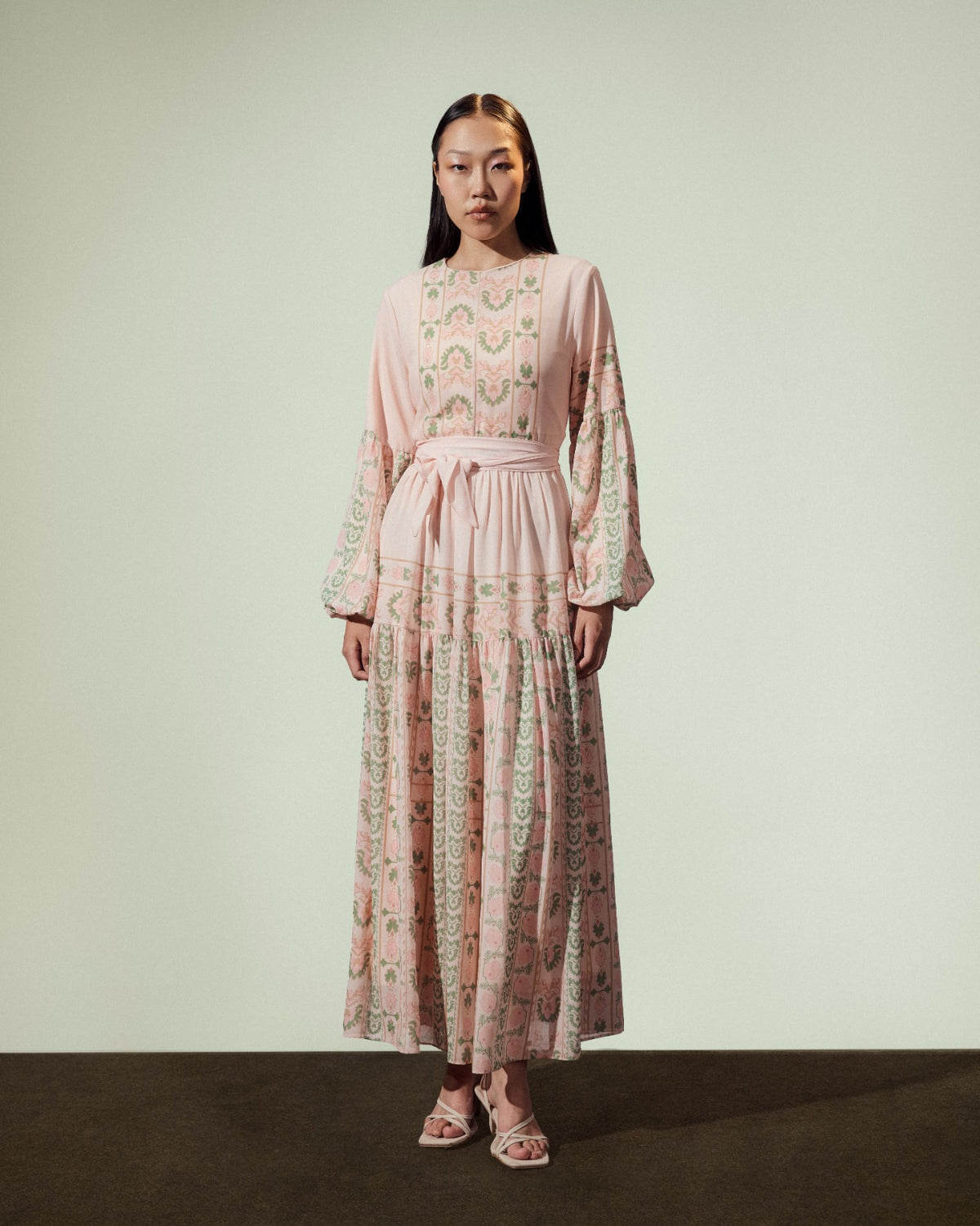 FLOWERED CHIFFON DRESS
