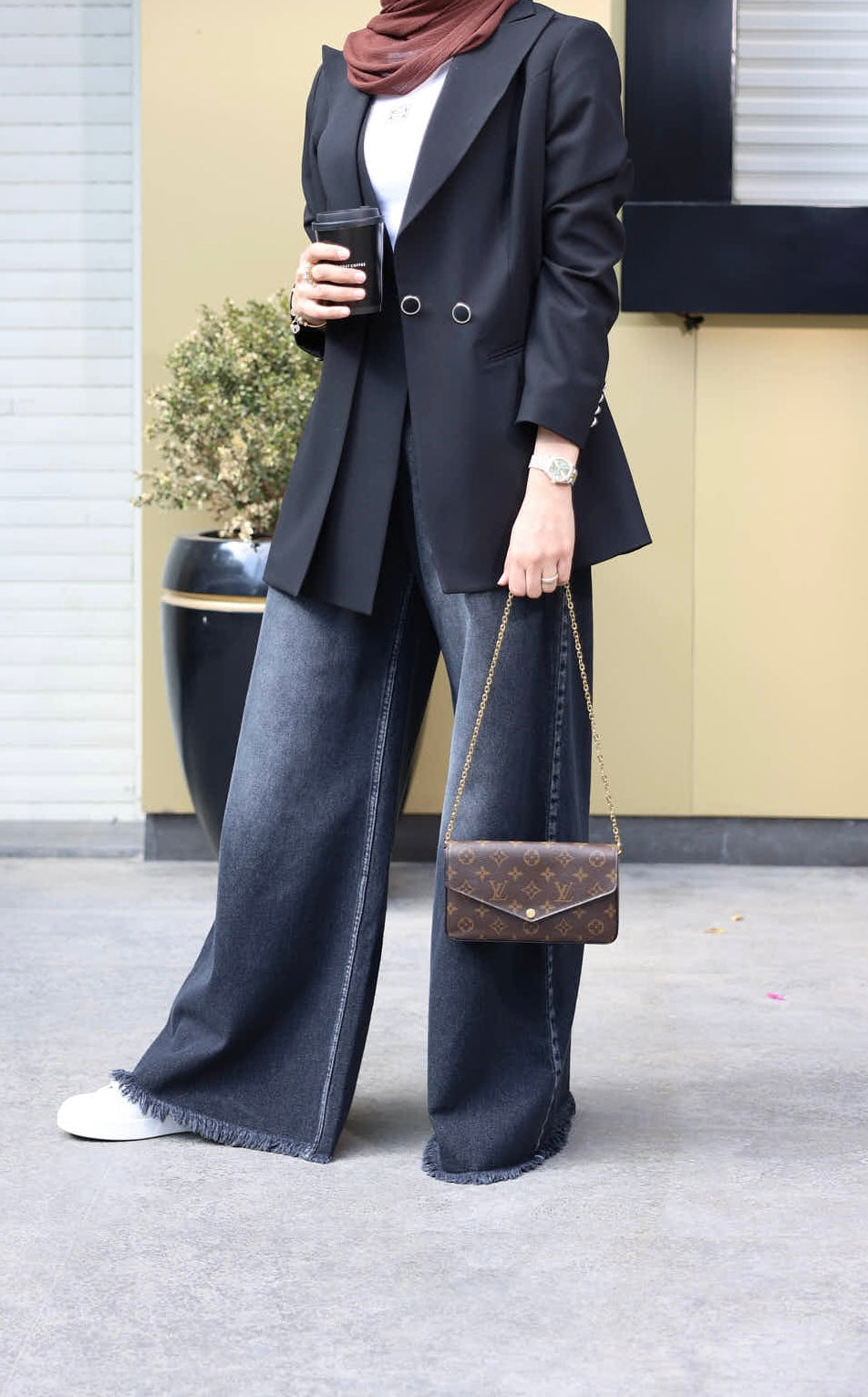 WIDE LEG DENIM PANT -BLACK