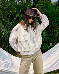 STRIPPED LINEN JACKET-BEIGE