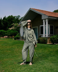 CRINKLE WIDE LEG PANTS-OLIVE
