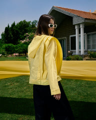 CROPPED LINEN JACKET-YELLOW