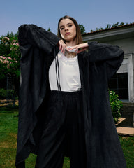 PLAIN WIDE LEG SWEAT PANTS-BLACK