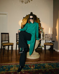 HIGH LOW LINEN BLOUSE-GREEN