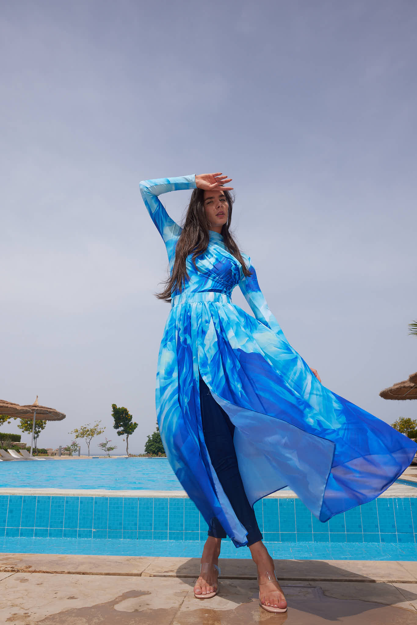 OCEAN BLUE FLOW SKIRT-OCEAN BLUE