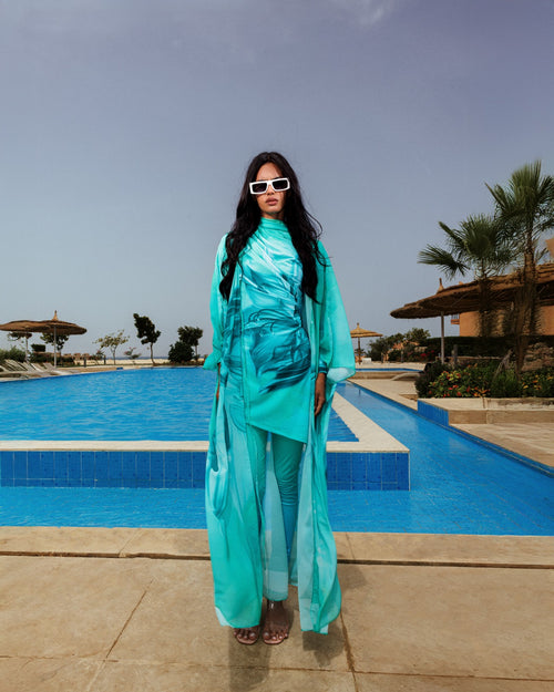 AQUA BLOOM SWIM KIMONO-LIGHT GREEN