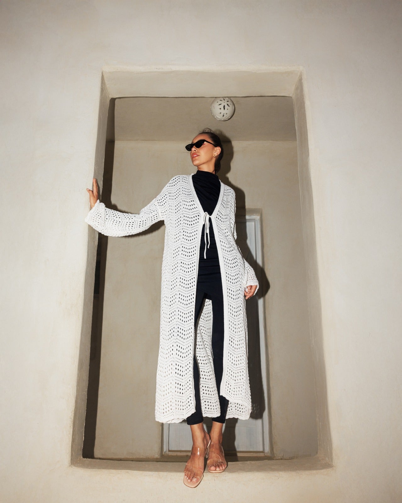 LONG KNIT CARDIGAN-OFF WHITE