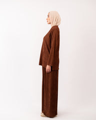 PLEATED PANT -BROWN