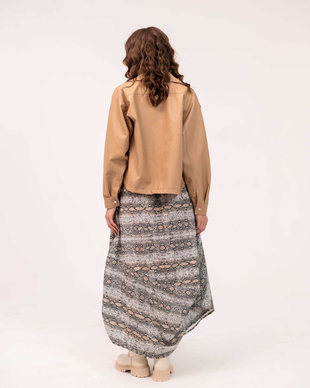 UNEVEN PRINTED SKIRT-GRAY