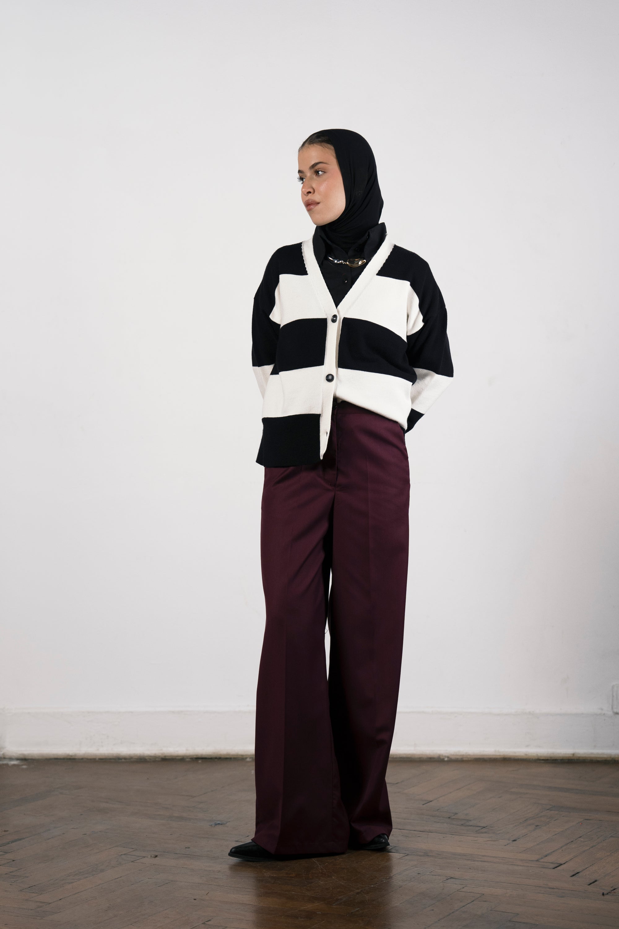 CLASSIC WIDE LEG PANTS-Burgundy