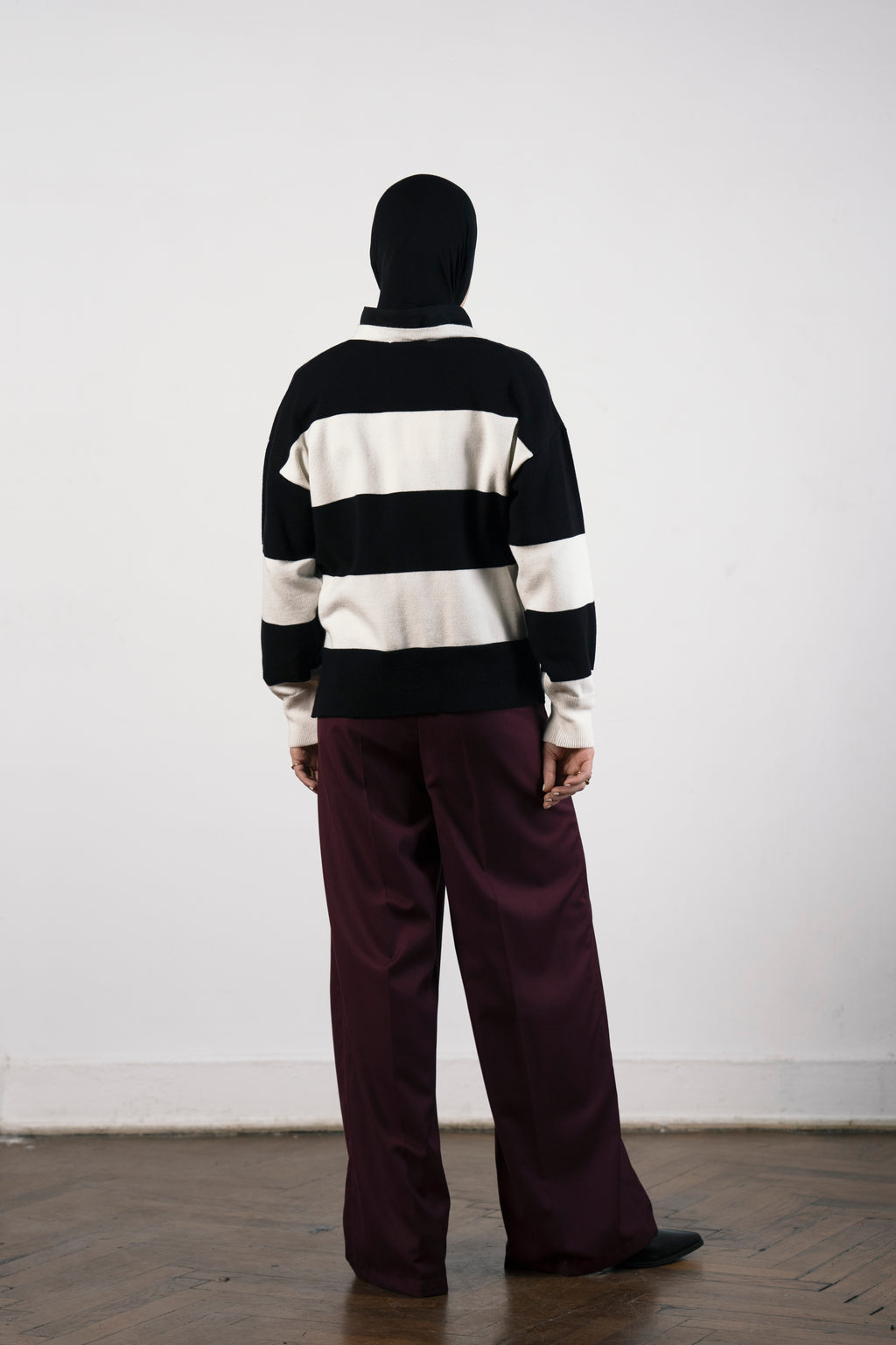 CLASSIC WIDE LEG PANTS-Burgundy
