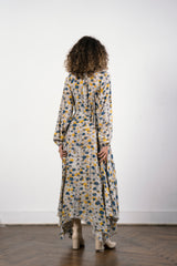 HIGH LOW PRINTED DRESS -YELLOW