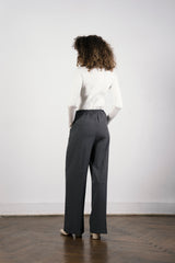 STRIPPED WIDE LEG PANT-GRAY