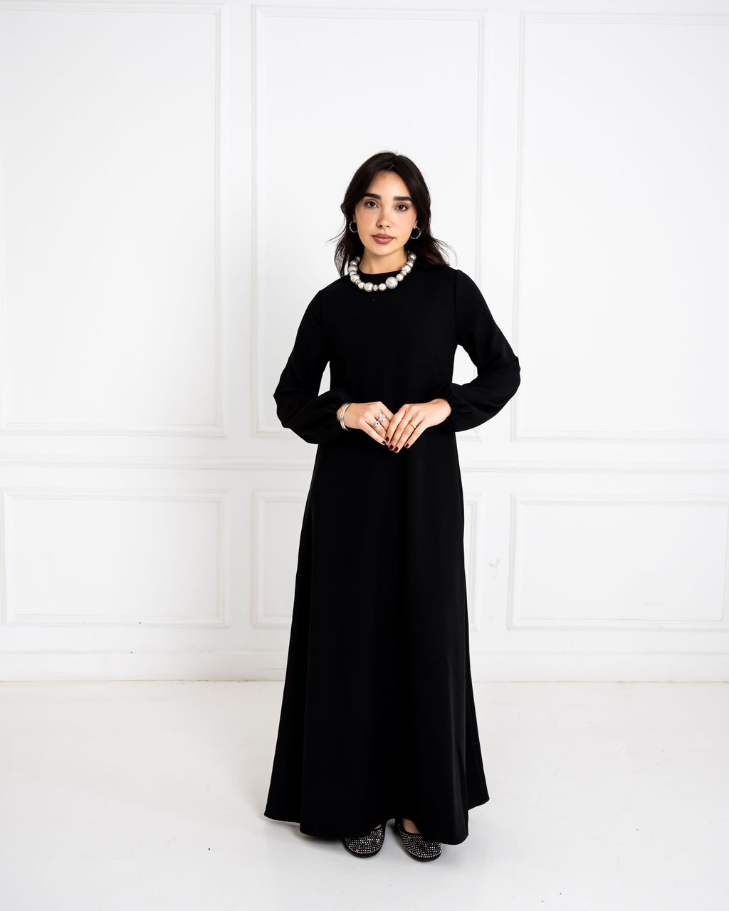 فستان أساسي سادة - أسود