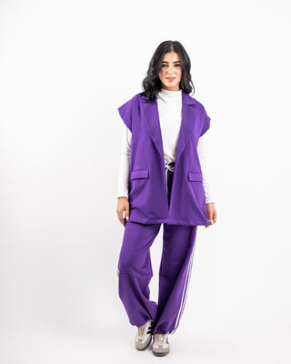 STRIPPED MILTON PANTS-PURPLE