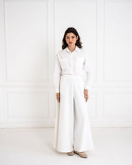 PLAIN WIDE LEG PANT-WHITE