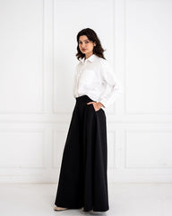 PLAIN WIDE LEG PANT-BLACK