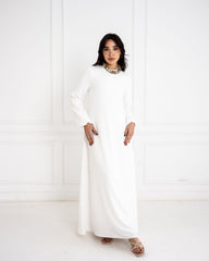 plain basic dress-WHITE