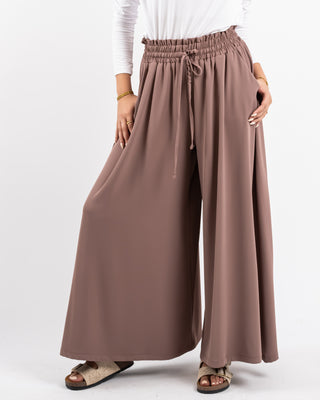 PLAIN WIDE LEG PANT-CASHMERE