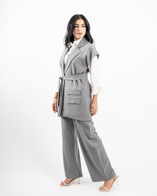 WIDE LEG PANT -GRAY