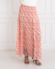 LAYERED CHIFFON PLISSE SKIRT-PINK