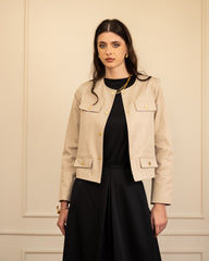 FITTED CLASSY JACKET-BEIGE