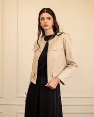 FITTED CLASSY JACKET-BEIGE