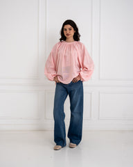 EMBROIDERED OVERSIZED BLOUSE -PINK