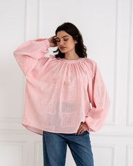 EMBROIDERED OVERSIZED BLOUSE -PINK