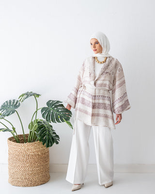 BORDERED SHAMMER CARDIGAN-PAIGE