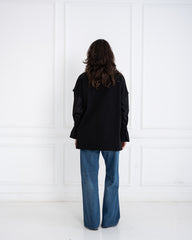 POPLIN SLEEVES OVERSIZED SHIRT-BLACK