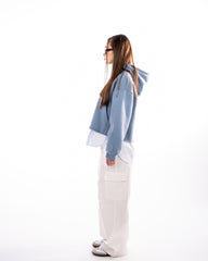 CROPPED HOODIE WITH POCKETS-BABY BLUE